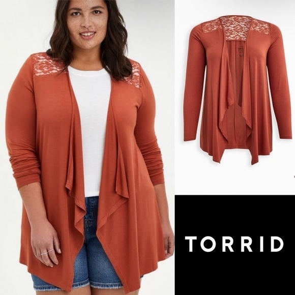 Torrid Super Soft Cardigan Size 2X Open Front Knits Jersey Stretch Spice - Picture 2 of 11